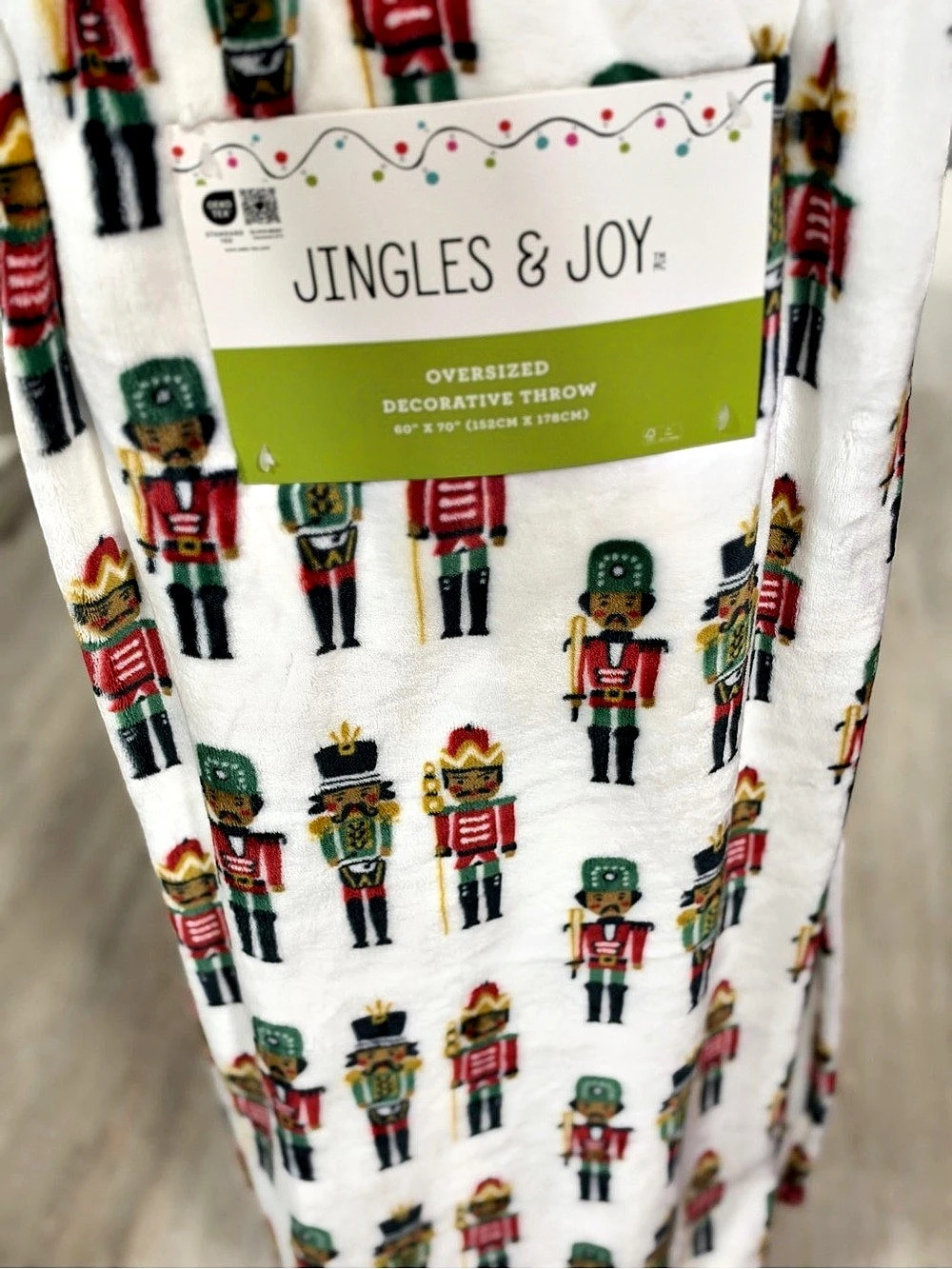 JINGLES & JOY Oversized Decorative Throw Nutcracker Holiday Throw